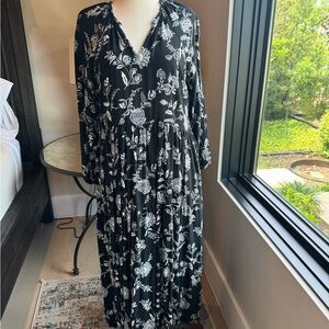 Floral Black and White Maxi Dress